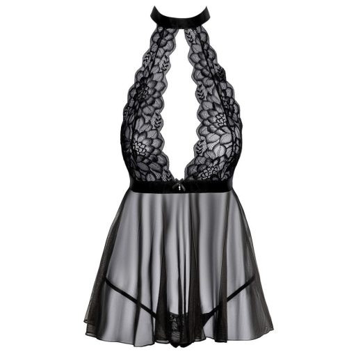 Kissable - nyakpántos, csipke babydoll fekete