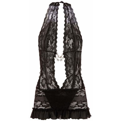 Cottelli - Nyakpántos csipke mini fekete