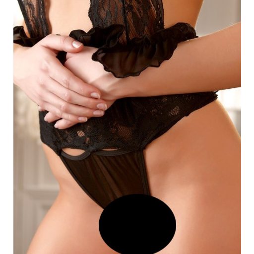 Cottelli - Nyakpántos csipke mini fekete