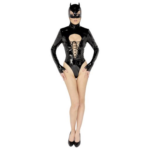 Black Velvet - hosszúujjú Batwoman body fekete