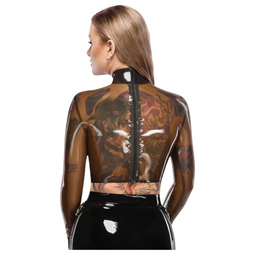 Late X áttetsző latex felső, fétis top (áttetsző-fekete)