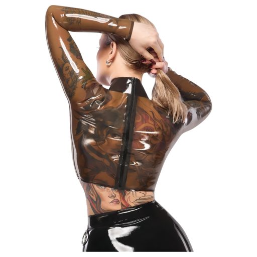 Late X áttetsző latex felső, fétis top (áttetsző-fekete)