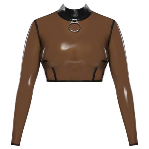 Late X áttetsző latex felső, fétis top (áttetsző-fekete)