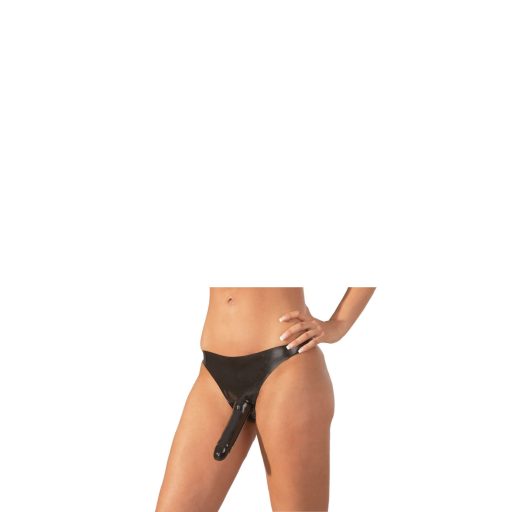 LATEX - alsó külső dildóval - fekete S-L