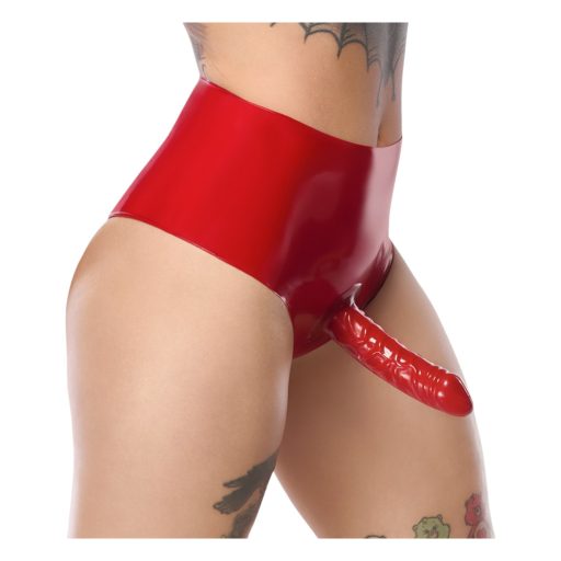 / LATEX - alsó élethű dildóval (piros)