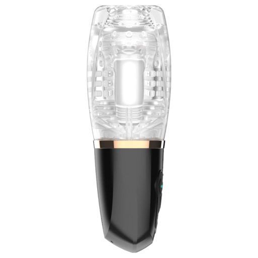 Funny Me Rocket Cup - szívó-rezgő maszturbátor áttetsző-fekete