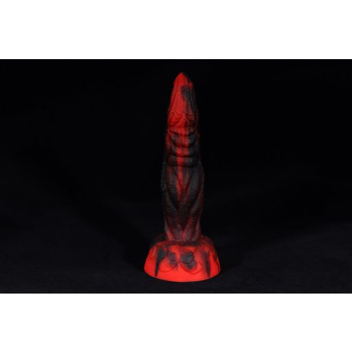 OgazR Hell Dong- tapadótalpas barázdás dildó - 20 cm fekete-piros