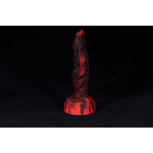 OgazR Hell Dong- tapadótalpas barázdás dildó - 20 cm fekete-piros