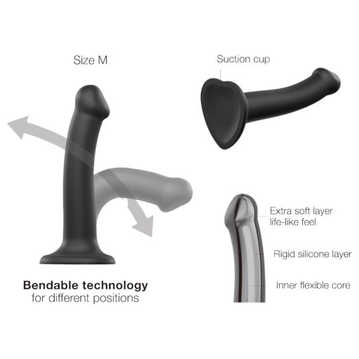 Strap-on-me Dual S - dupla rétegű dildó (fekete)