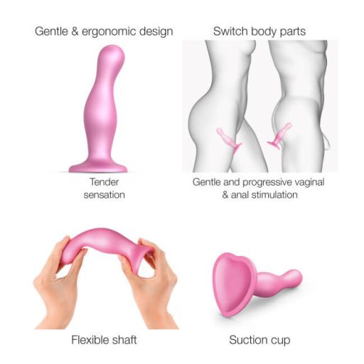 Strap-on-me Curvy S - hullámos, talpas dildó pink