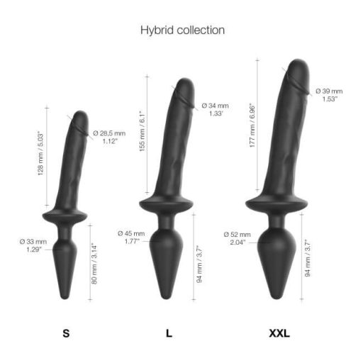 / Strap-on-me Swith Realistic S - 2in1 szilikon dildó fekete