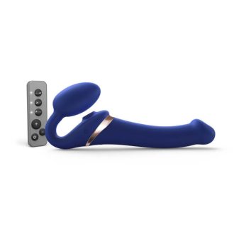   Strap-on-me M - felcsatolható, léghullámos vibrátor (kék)