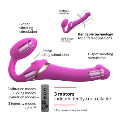 Strap-on-me M - felcsatolható, léghullámos vibrátor pink