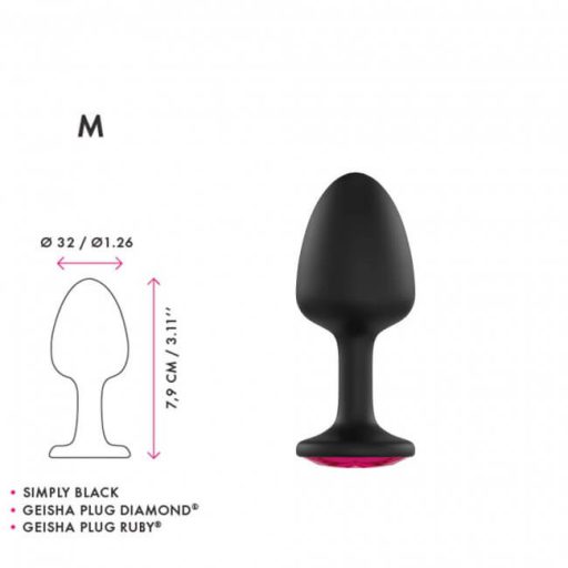Dorcel Geisha Plug Ruby M - pink köves anál dildó fekete