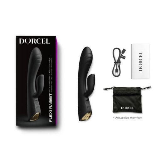 Dorcel Flexi Rabbit - melegítős csiklókaros vibrátor fekete