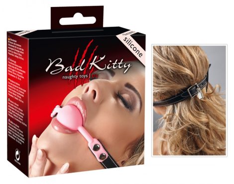 Bad Kitty - szilikon szájpecek műbőr pánttal (pink)