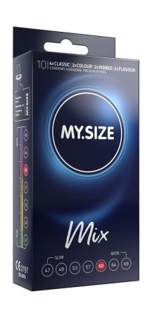 MY SIZE MIX Condoms 60 mm - 4 sima-2 színes-2 bordázott-2 epres óvszer (10 db)