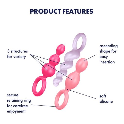 Satisfyer Booty Call - anál plug szett - színes (3 részes)