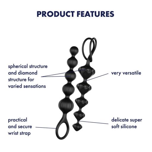 Satisfyer Love Beads - gyöngyös anál dildó szett (fekete)