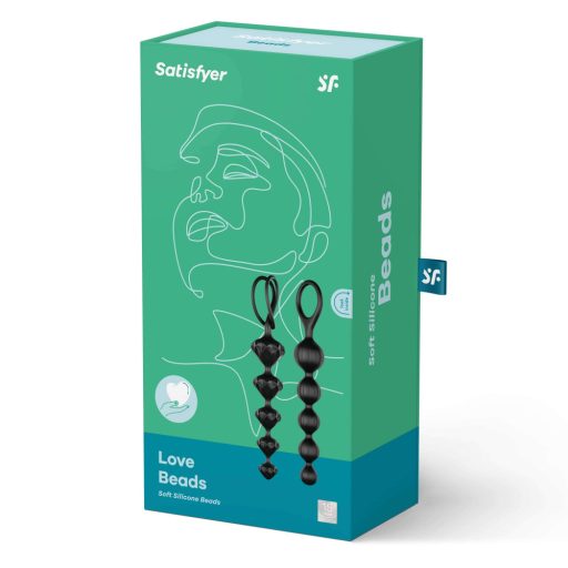 Satisfyer Love Beads - gyöngyös anál dildó szett (fekete)