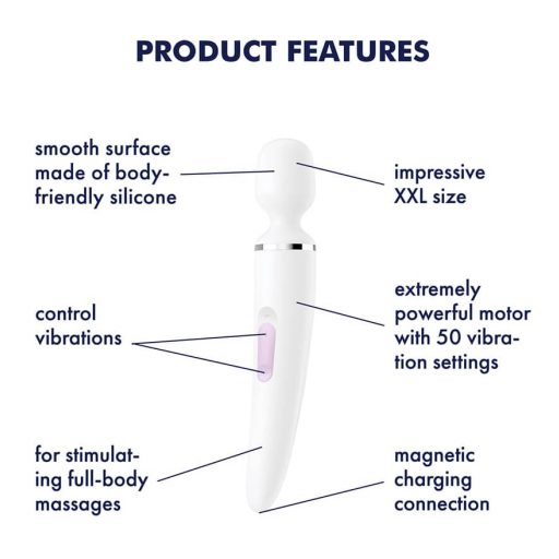 Satisfyer Wand-er Woman - vízálló masszírozó vibrátor (fehér)