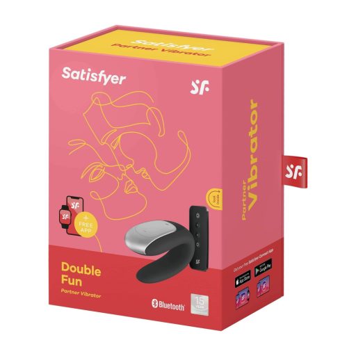 Satisfyer Double Fun - okos, vízálló párvibrátor (fekete)