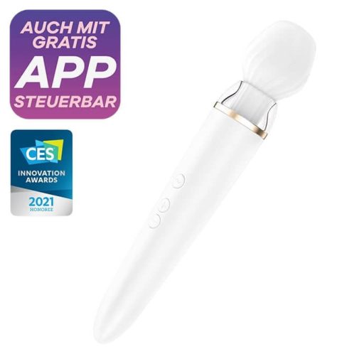 Satisfyer Double Wand-er – App-vezérelt masszírozó vibrátor (fehér)