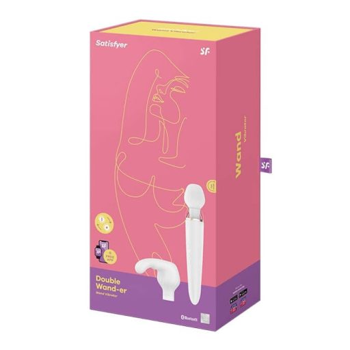 Satisfyer Double Wand-er – App-vezérelt masszírozó vibrátor (fehér)