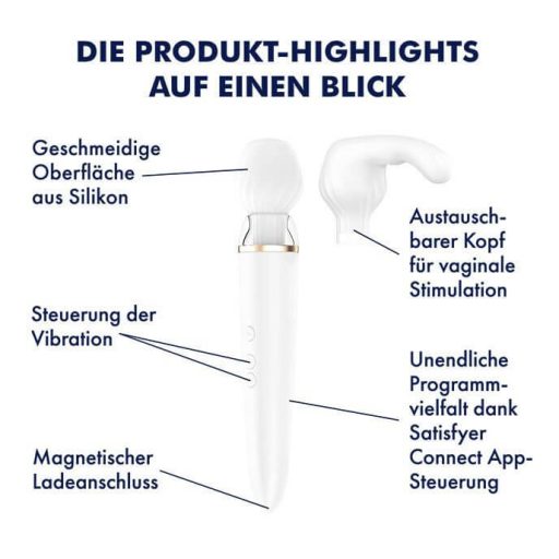 Satisfyer Double Wand-er – App-vezérelt masszírozó vibrátor (fehér)