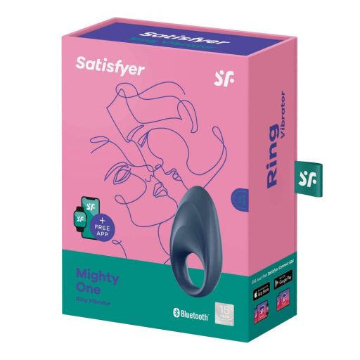 Satisfyer Mighty One - App-vezérelt vibrációs péniszgyűrű (kék)