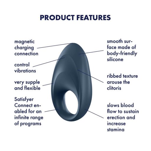 Satisfyer Mighty One - App-vezérelt vibrációs péniszgyűrű (kék)
