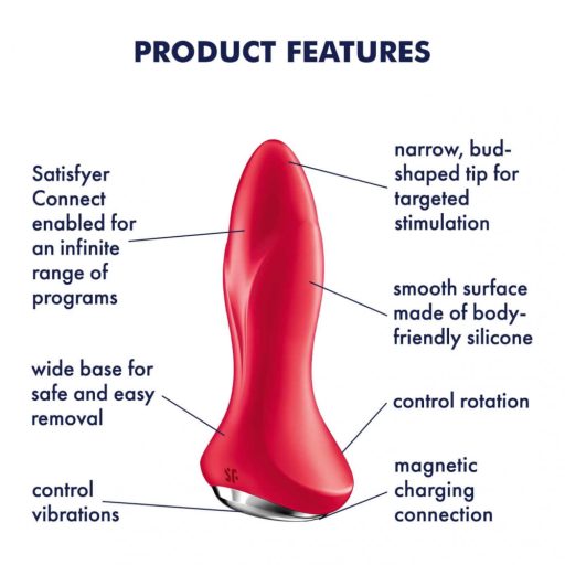 Satisfyer Rotator Plug 1 - gyöngyös anál vibrátor (piros)