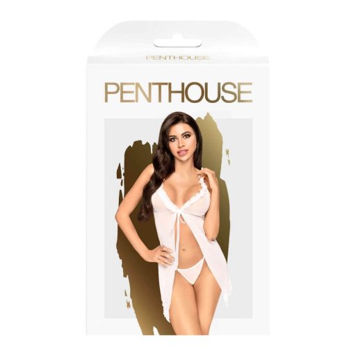 Penthouse After Sunset - átlátszó babydoll és tanga (fehér)