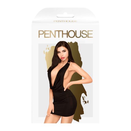 Penthouse Heart Rob - nyakpántos ruha és tanga (fekete)