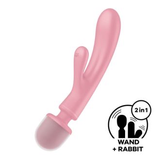   Satisfyer Triple Lover - G-pont és masszírozó wand vibrátor (pink)