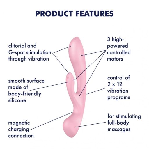 Satisfyer Triple Oh - akkus, csiklókaros vibrátor (pink)