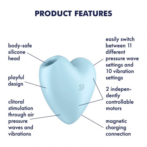 Satisfyer Cutie Heart - akkus léghullámos csikló vibrátor (kék)