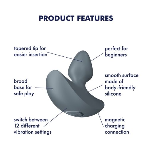 Satisfyer Booty Absolute Beginners 1 - Újratölthető szilikon anál vibrátor - 12 féle rezgési móddal (sötétkék)