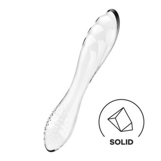   Satisfyer Dazzling Crystal 1 - kétvégű üveg dildó (átlátszó)