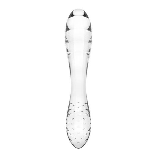 Satisfyer Dazzling Crystal 1 - kétvégű üveg dildó (átlátszó)