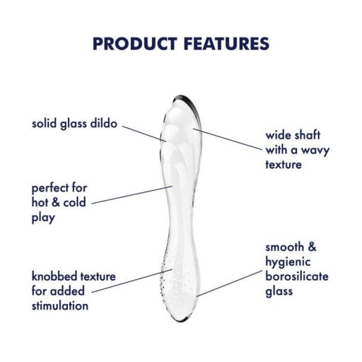 Satisfyer Dazzling Crystal 1 - kétvégű üveg dildó (átlátszó)