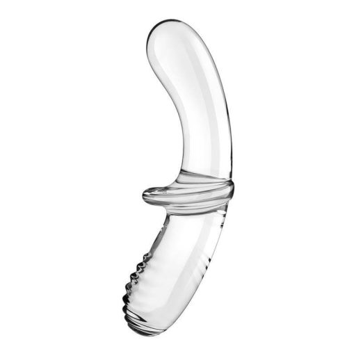 Satisfyer Double Crystal - kétvégű üveg dildó (átlátszó)