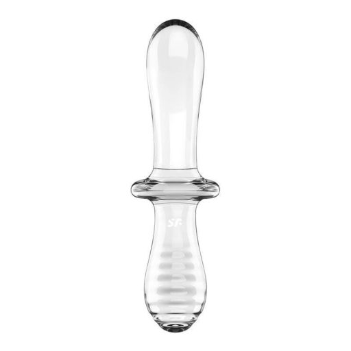 Satisfyer Double Crystal - kétvégű üveg dildó (átlátszó)