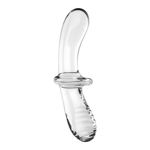 Satisfyer Double Crystal - kétvégű üveg dildó (átlátszó)