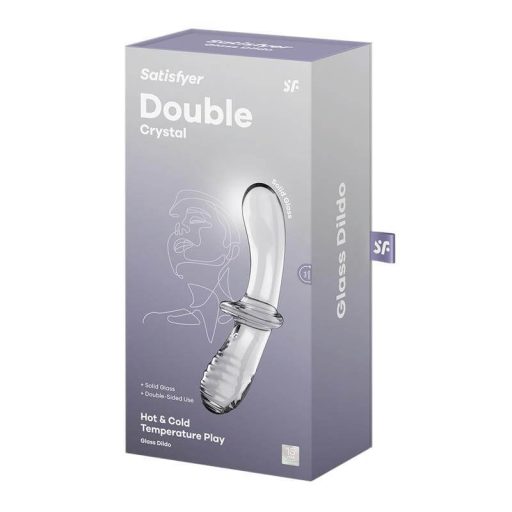 Satisfyer Double Crystal - kétvégű üveg dildó (átlátszó)