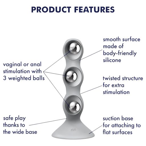 Satisfyer Triple Ball-R - gyöngyös dildó (szürke)