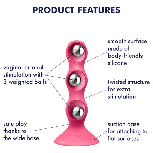Satisfyer Triple Ball-R - gyöngyös análvibrátor (pink)