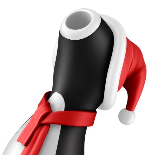 Satisfyer Penguin Holiday Edition - Akkus vízálló léghullámos csiklóizgató vibrátor - 12,5 cm (Fehér-Fekete-Piros)
