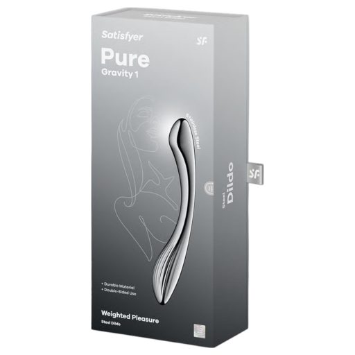 Satisfyer Pure Gravity 1 - bordázott acéldildó (ezüst)