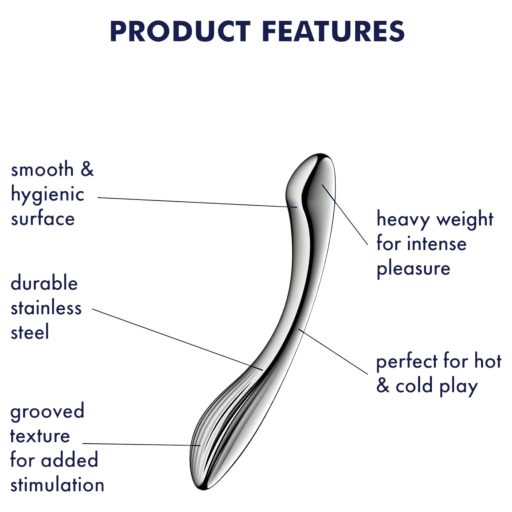 Satisfyer Pure Gravity 1 - bordázott acéldildó (ezüst)